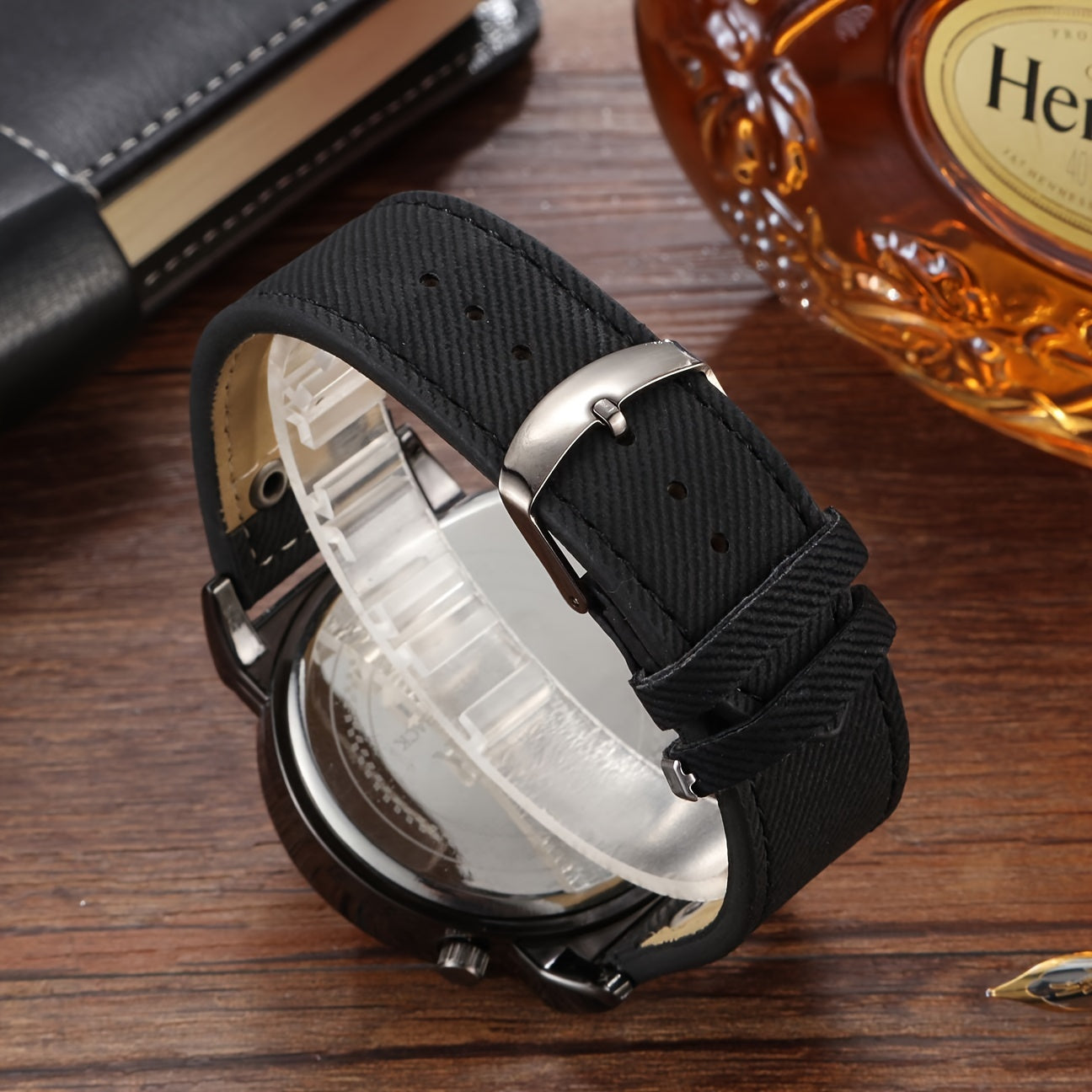 Vintage Men Watch Big Dial Double Time Shows PU Leather Business Quartz Watches for Man Analog Hot Deal Clock