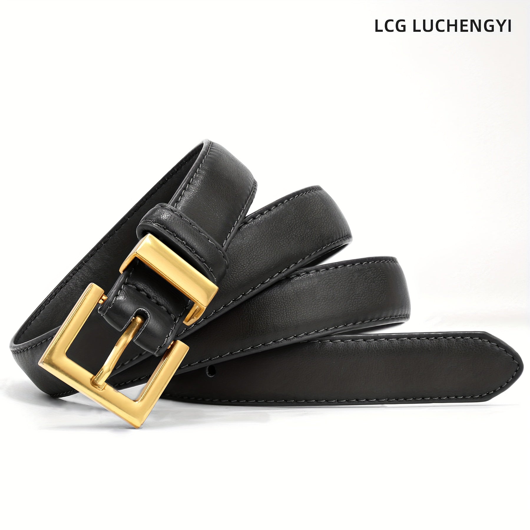 Set of 2 Women'S Belts Suitable for Jeans, Dresses, And Fashion, Featuring a Design And a Square Golden Buckle