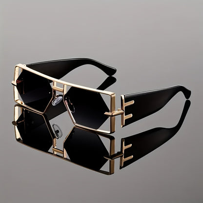 Oversized Square Sunglasses UV400 Hollow Metal Frame - PC Lens Trendy Exaggerated Fashion Eyewear Women Men Beach Vacation Travel 4 Colors