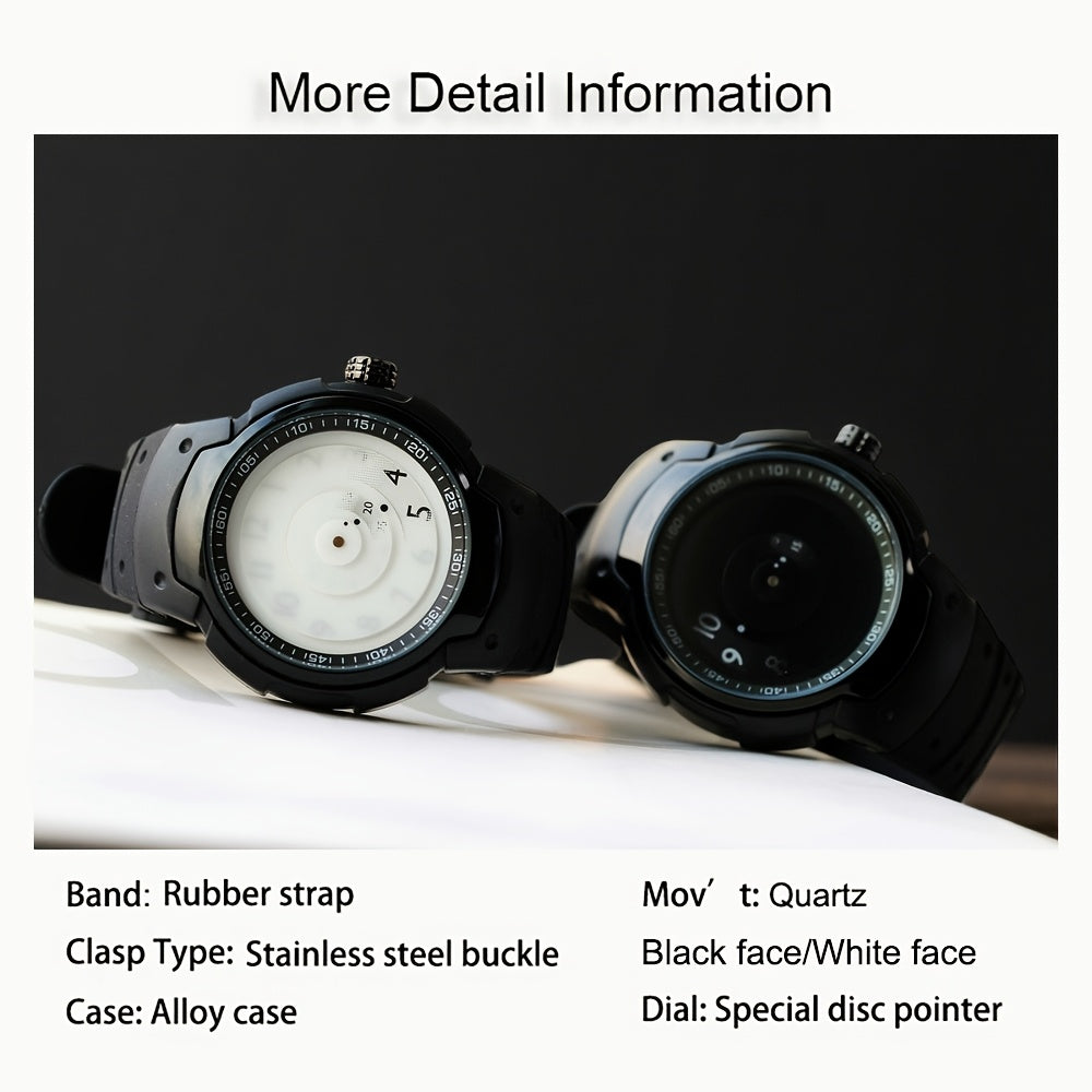 ENMEX Men's and Women's Sports Style Quartz Watch, Creative Design, Round Dial, Electronic Movement, Zinc Alloy Case, Rubber Strap, Battery Powered, Non-High Quality, Button Battery, for Men, Women