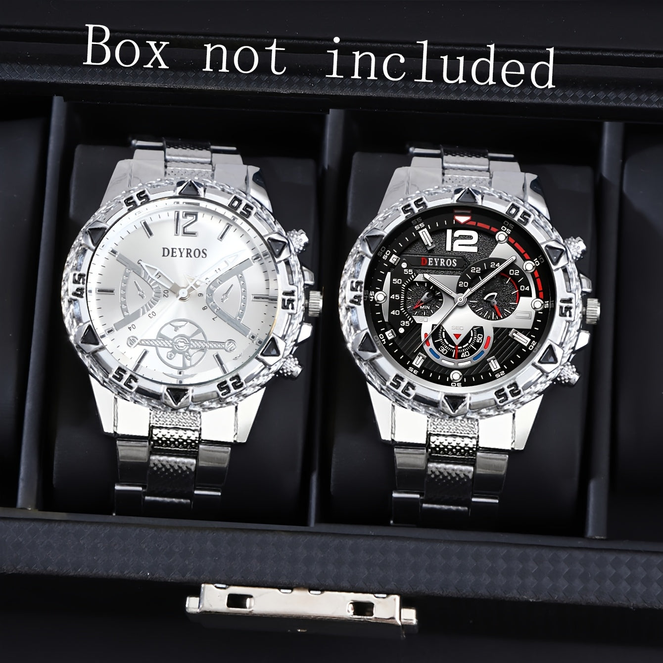 2pcs Men's Vintage Stainless Steel Quartz Watch Set - World-time Feature, Round Dial, Quartz Movement, Battery Powered - Ideal Gift for Halloween, Christmas, Thanksgiving, Valentine's Day, Perfect for Boyfriend or Family