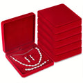 6pcs Wine Red Velvet Jewelry Box with Lid - Elegant Suitable for Wedding Travel Gift Case, Empty Jewelry Storage for, Bracelets, Necklaces, Rings | Fabric Case for Wedding Favors, Daily Use & Gift