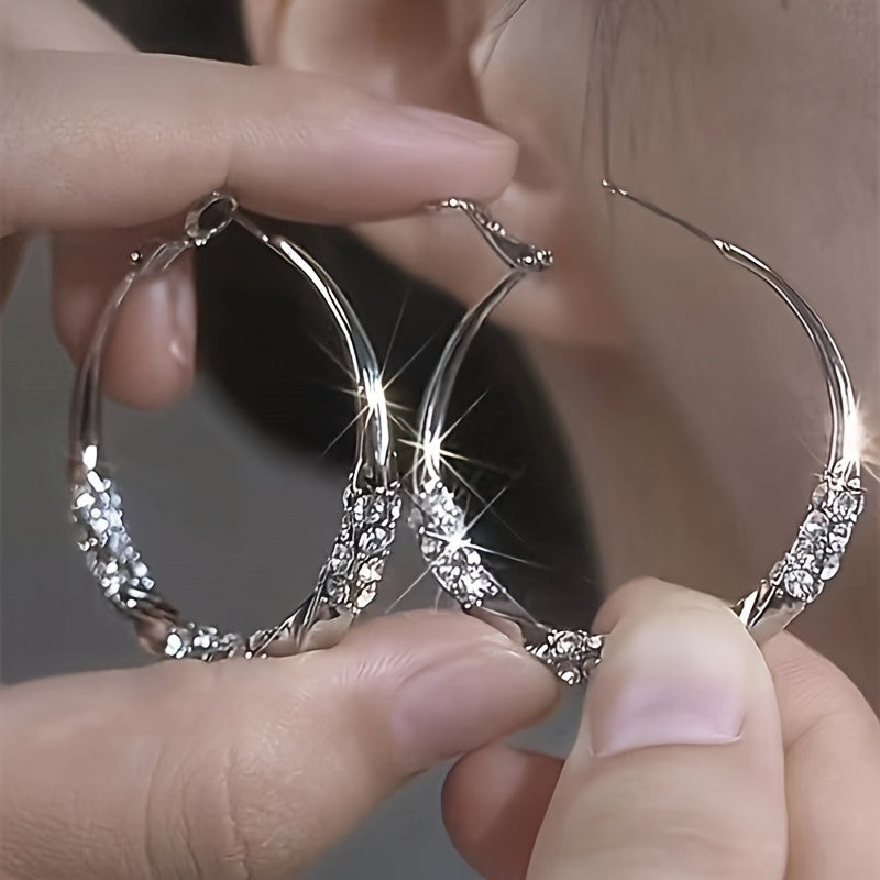 S925 Sterling Silver Women'S Oversized Hoop Earrings - Minimalist Round Design, Cool Color Aesthetics, Versatile Daily Party Accessories, Fashion Accessories, Exquisite Luster, A Must-have For Trend Lovers