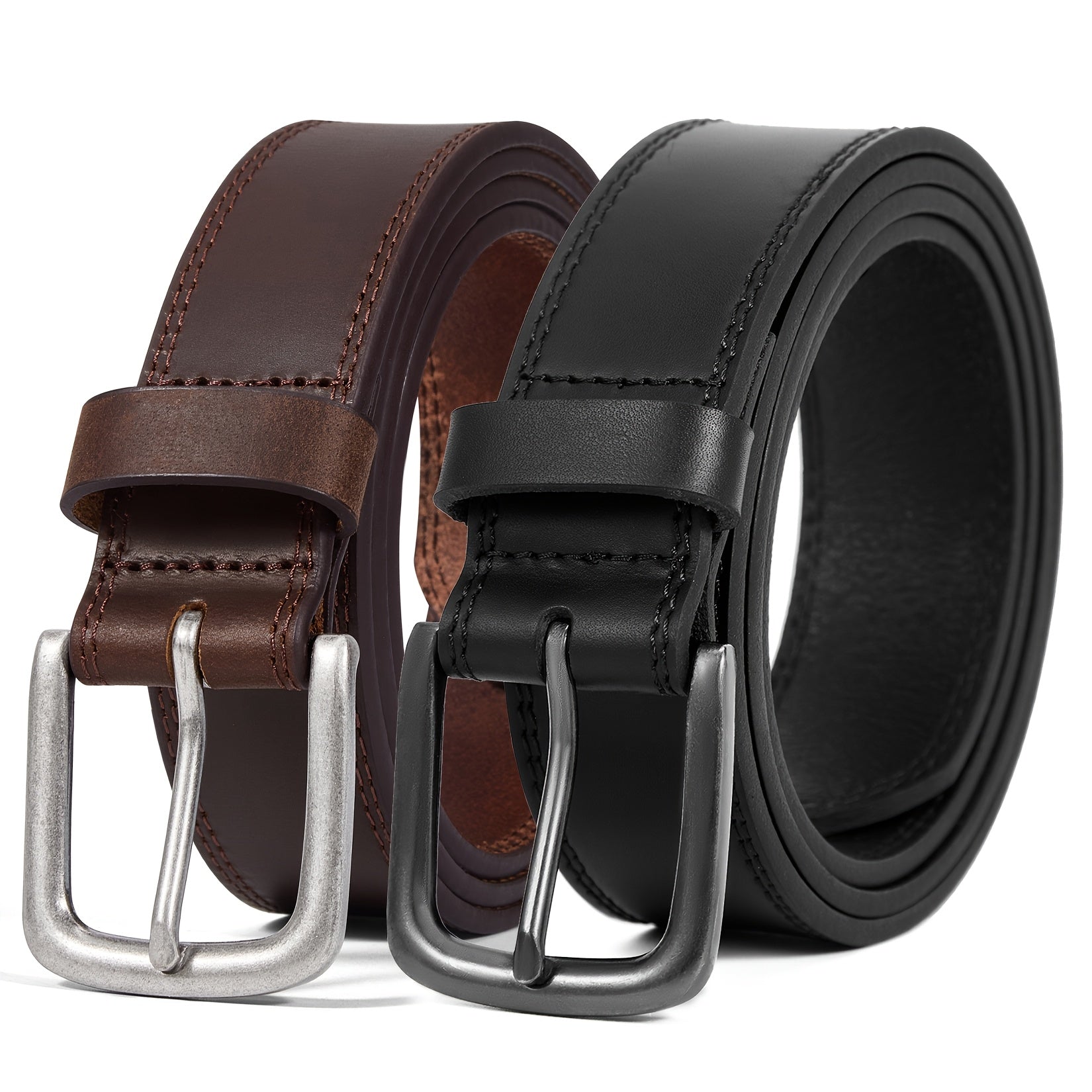 Men'S Full Grain Leather Belt, Fashion And Classic Designs for Work, Business, And Casual