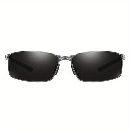 Polarized Sunglasses Men Sports Metal Frame – UV400 Driving Eyewear, Anti-Glare HD Lenses, Lightweight Durable Frame, Premium Gift Box Packaging, Gun Black & Black
