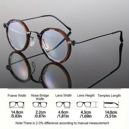 Reading Glasses Retro Round Metal Frame – HD Lenses with Case, Unisex Vintage Circle Readers, Anti-Glare Computer Eye Protection, +1.00 to +4.00 Diopters, Black Golden Brown