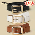 3pcs Women'S Square Alloy Buckle Handmade Belt, Lightweight, Luxurious, Fashionable, Easy, Multifunctional And Versatile, Suitable for Daily Work, Skirts, Pants, T-Shirts, Formal Wear, Casual Wear, Texture Dressing for Women, Holiday Gifts