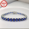 Elegant 925 Silver Blue Moissanite Tennis Bracelet, Simple, Stylish and Elegant Design, Suitable for Daily Wear and Gifts, As The Perfect Jewelry for Mother/ Wife/ Girlfriend