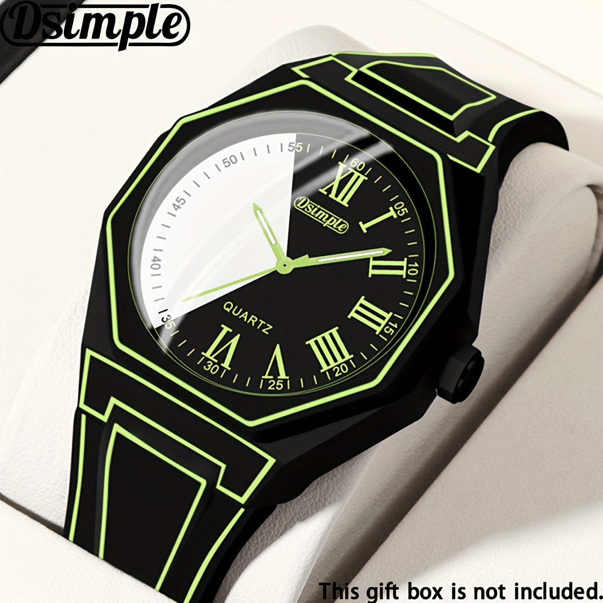 Minimalist Cartoon Quartz Watch Silicone Strap Geometric Dial Unisex Casual Wristwatch for Men Women White Black Red Blue Green