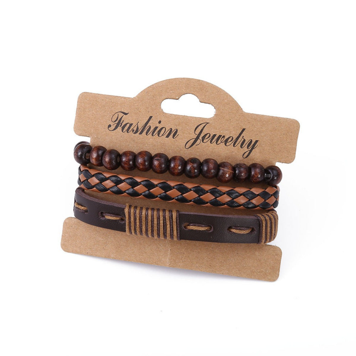 Men's Bracelet Set 12pcs – Tiger Eye Stone, Moonstone Beads & Woven Leather Rope, Vintage Stackable Bracelets for Casual & Party Wear, Fashionable Gift