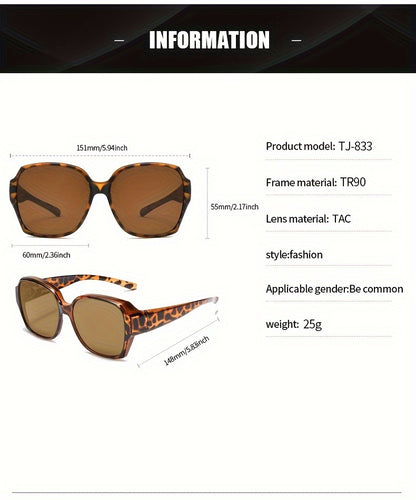 Fit Over Glasses 2-Pack — Large Retro Frames That Wear Over Prescription Eyewear, Unisex Sunglasses for Driving, Parties & Daily Use, Leopard & Black