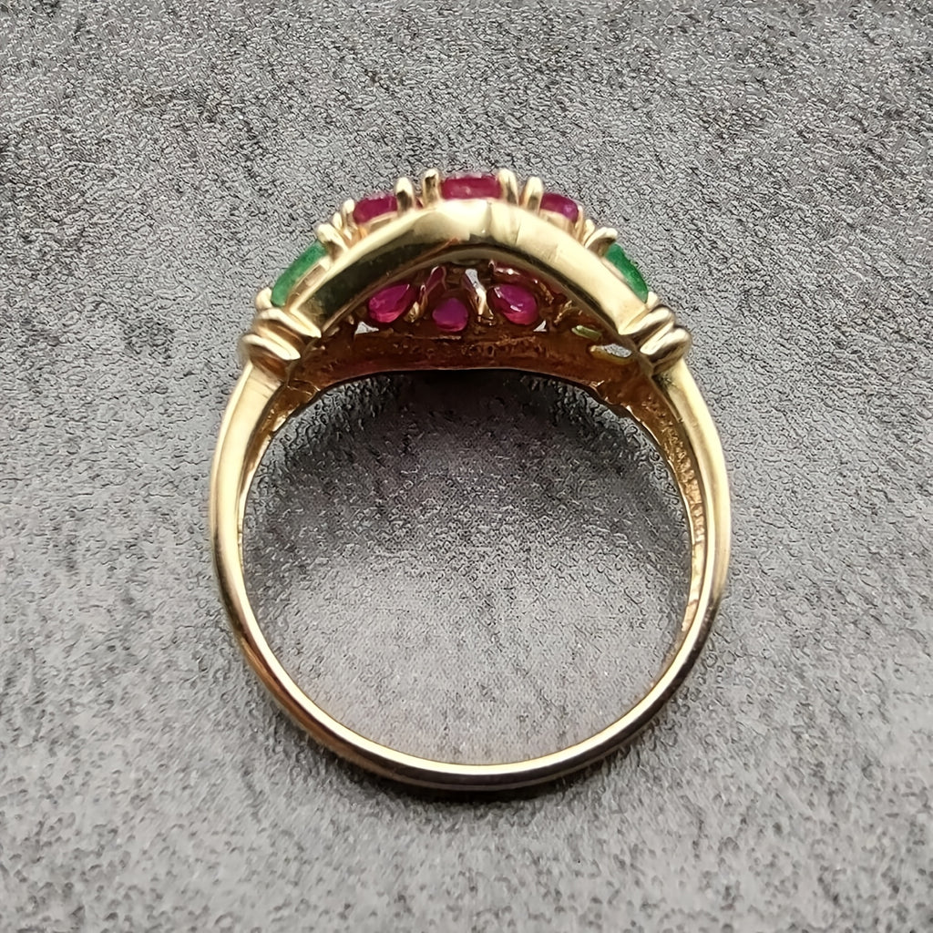14K Golden Plated Copper Ring with Red Cubic Zirconia | Elegant Boho Style, Suitable for Daily Wear, RoseG Brand
