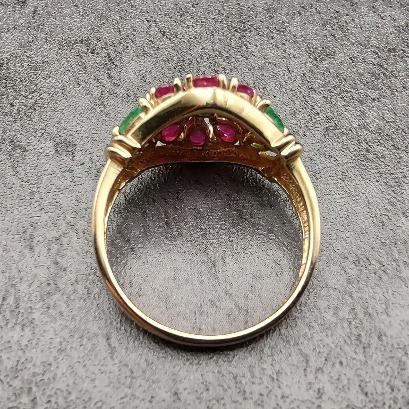 14K Golden Plated Copper Ring with Red Cubic Zirconia | Elegant Boho Style, Suitable for Daily Wear, RoseG Brand