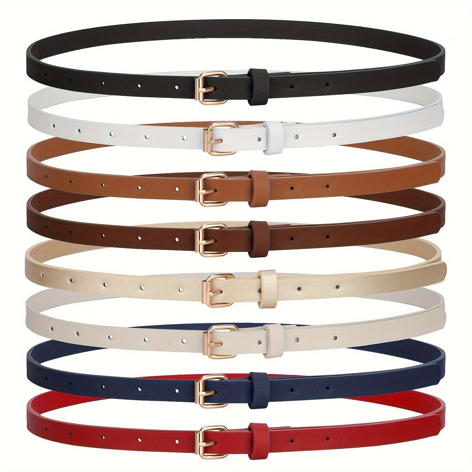 4pcs Tight Fitting Women'S Fashionable Sweet Dress with PU Belt, Jeans, Slim Waist Belt