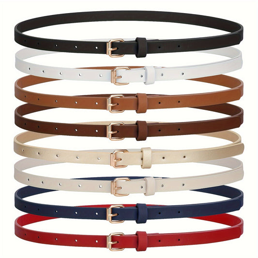 4pcs Tight Fitting Women'S Fashionable Sweet Dress with PU Belt, Jeans, Slim Waist Belt