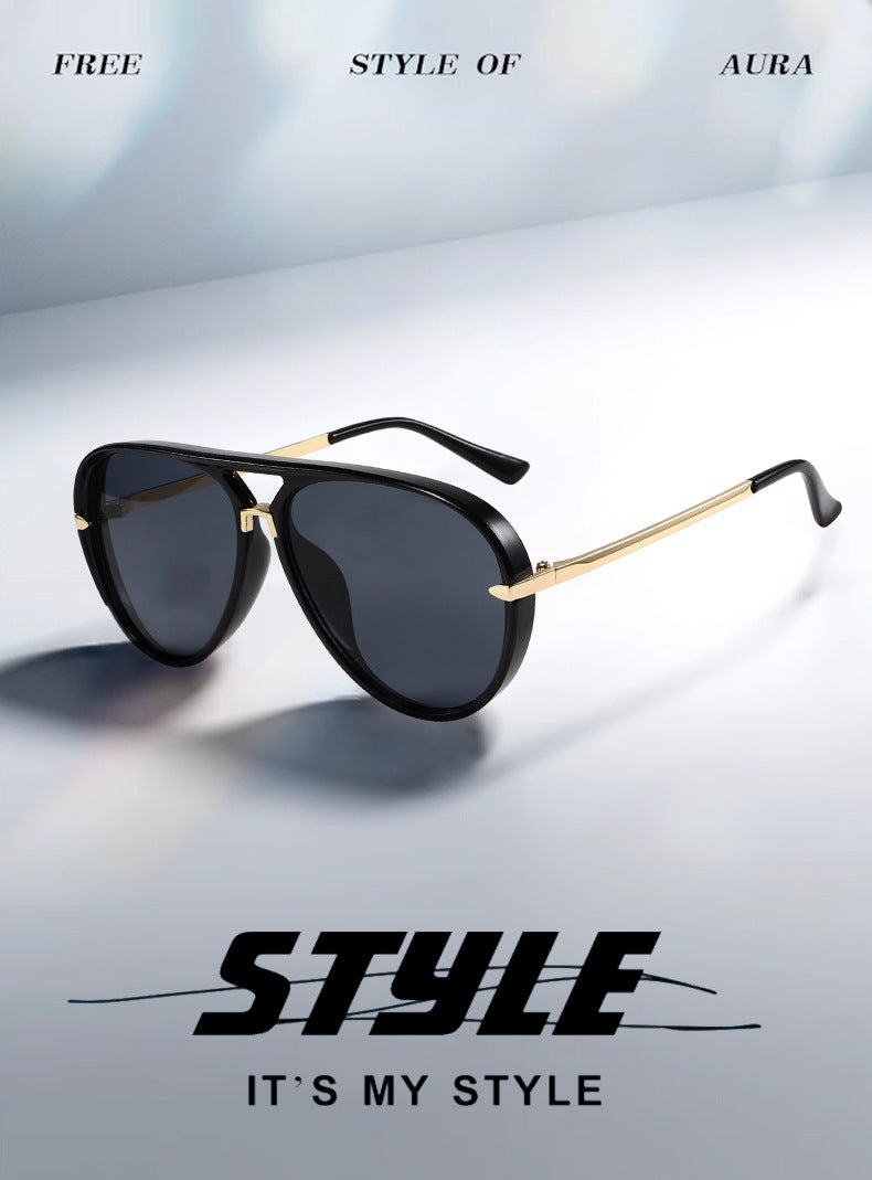 Unisex Double Bridge Sunglasses, Retro Shape Frame, Trendy And Versatile Glasses for Men And Women, Perfect for Cycling, Street Style, Party, Photography, And Everyday Fashion, Protection And Lightweight Design (Includes a Glasses Case)