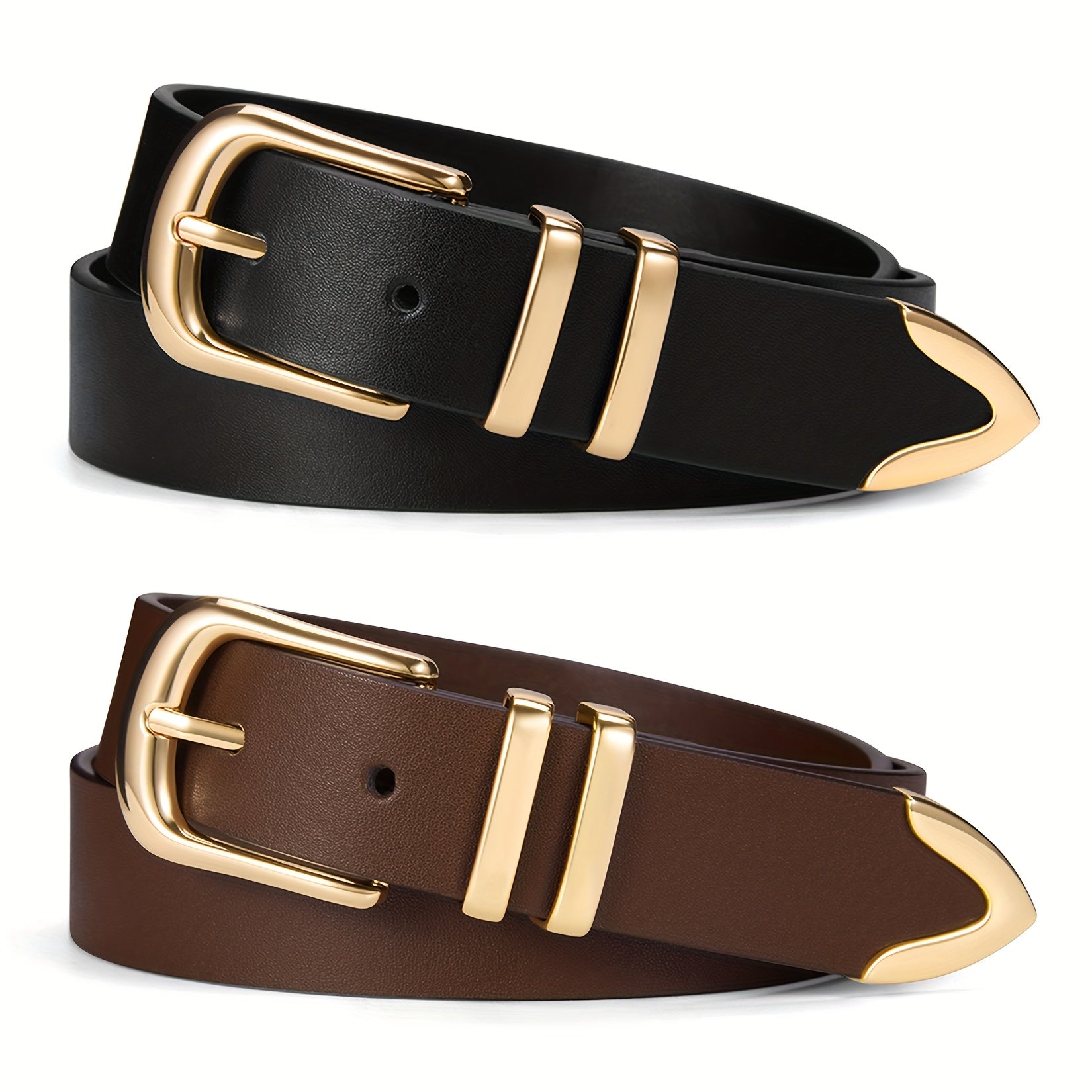 2pcs Women'S Belt Set, Multi-Color Combination Pack, Daily Casual And Office Versatile Belts for Dresses And Pants