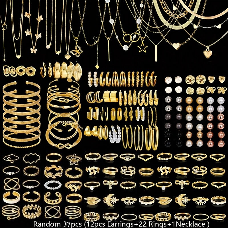 Boho Jewelry Set 37 47 50 71 87 Pieces Earrings Necklaces Rings Bangles Stackable Bohemian Accessories for Daily Festival Wear Women