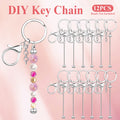 12/24pcs Stainless Steel Beadable Keychain Blanks Beaded Keychain Kit for Crafting Metal Keyring Pendant with Charms for Gifts Christmas & Halloween Gift Key Chain Pendant Production Supplies