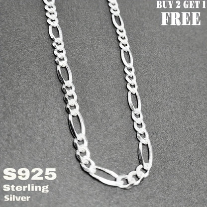 925 Silver Figaro Chain Necklace 6mm - Genuine Sterling Silver Unisex Necklace for Men & Women, 22 to 24 Inch, Fashionable Versatile Jewelry, Gift Box Included