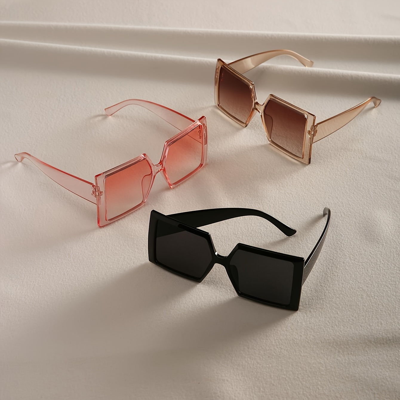 3pcs Set Three-in-One Women's Glasses Fashion Large Frame Face Flat Top Glasses