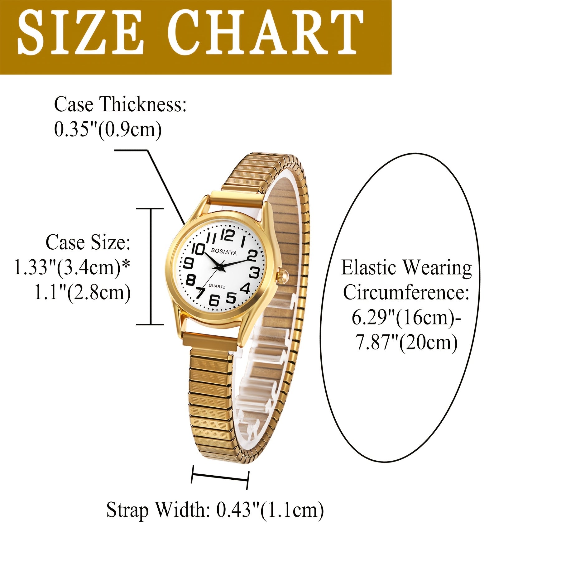 Analog Quartz Elastic Watch, Stretch Wristwatch, Round Case, Expandable Strap, Large Arabic Numerals Scale Dial, Clear And Easy to Read, Suitable for Daily Casual Business Wear, Birthday Christmas Gift Suitable for teens