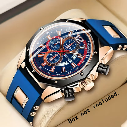 Silicone Watch for Men Fashion Casual Quartz Date Display Sport Wristwatch Sporty Design Multiple Colors Christmas Thanksgiving Gift Reloj Para Hombre