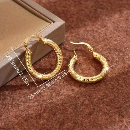 Earring Set for Women - Mixed Hoop Set, 4 Pairs in Gold and Silver Tone - size chart 29.3mm/1.15in 25mm/0.984in/0.98in