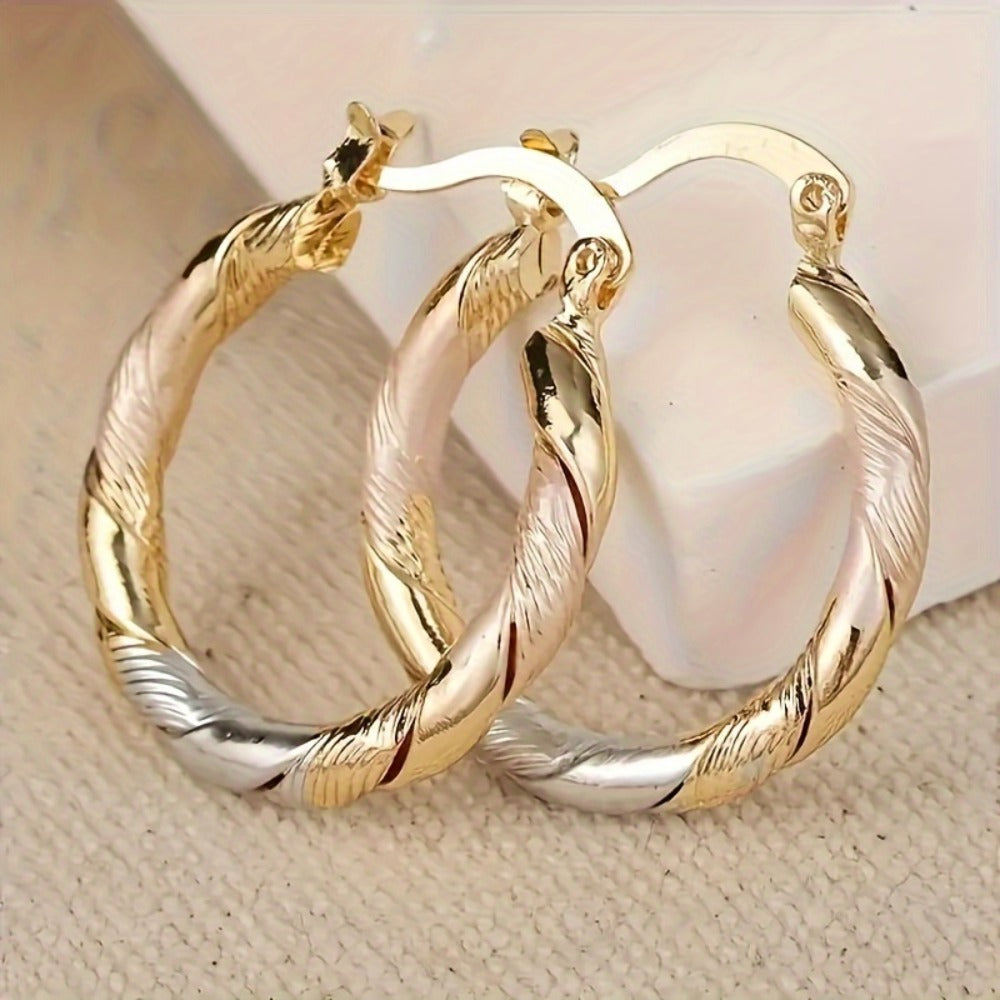 Earring Set for Women - Mixed Hoop Set, 4 Pairs in Gold and Silver Tone - product detail view 4