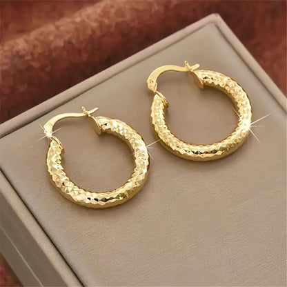 Earring Set for Women - Mixed Hoop Set, 4 Pairs in Gold and Silver Tone - product detail view 5