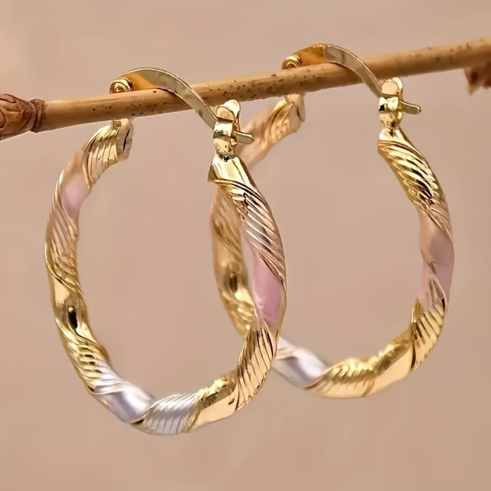 Earring Set for Women - Mixed Hoop Set, 4 Pairs in Gold and Silver Tone - product detail view 6