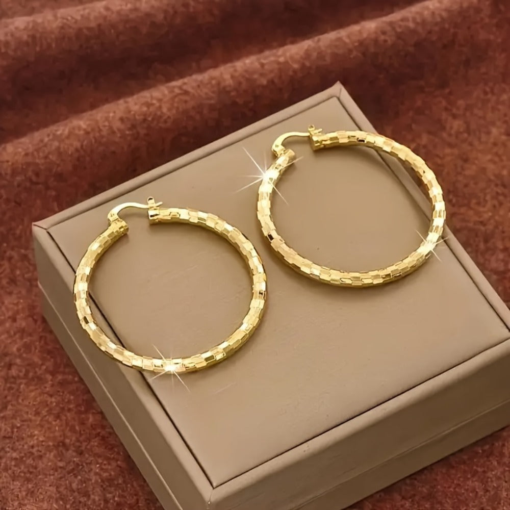 Earring Set for Women - Mixed Hoop Set, 4 Pairs in Gold and Silver Tone - product detail view 7