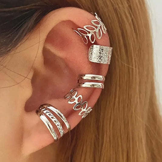 Earrings for Women - Ear Cuff Set for 5pcs Non-Piercing Clip-On Cartilage , Hypoallergenic Gold - main product view