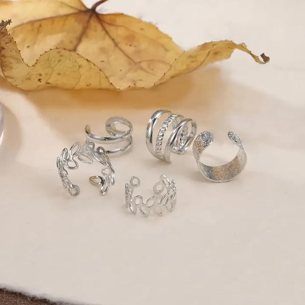 Earrings for Women - Ear Cuff Set for 5pcs Non-Piercing Clip-On Cartilage , Hypoallergenic Gold - product detail view 7