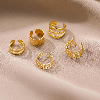 Earrings for Women - Ear Cuff Set for 5pcs Non-Piercing Clip-On Cartilage , Hypoallergenic Gold - product detail view 13