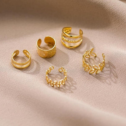 Earrings for Women - Ear Cuff Set for 5pcs Non-Piercing Clip-On Cartilage , Hypoallergenic Gold - product detail view 18