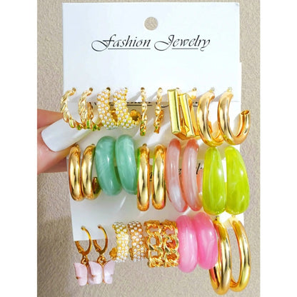 Earrings for Women - Geometric Earring Set 20 30pcs Colorful Multi-Style Random Assorted - product detail view 5