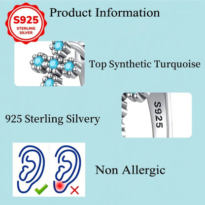 Earrings for Women - Turquoise Cross 925 Sterling Silver Blue Synthetic Turquoise Inlay - product detail view 6