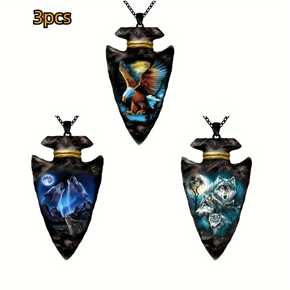 3pcs/6pcs, Animal Wolf King Wolf Head Beast Wolf Totem Pendant Men'S Necklace, Halloween Gift