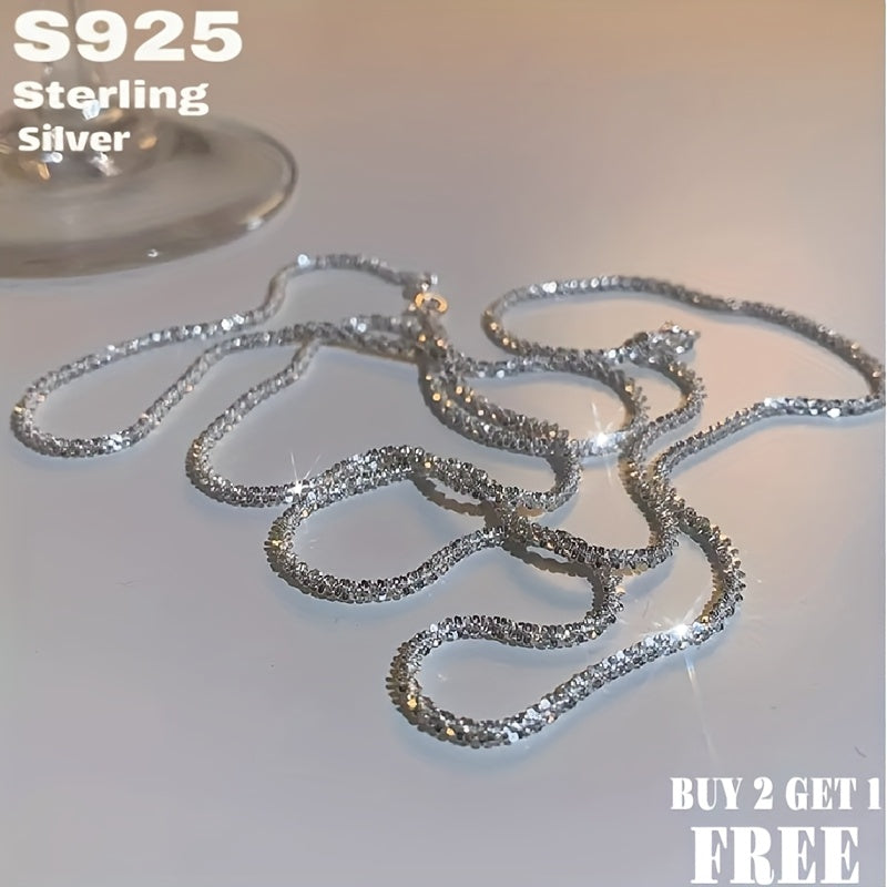 1pc Of 925 Sterling Silvery Sparkling Minimalist Necklace for Men And Women, Sky Star Necklace, Fashionable And Simple Design, Wear It to Make You Dazzling, A Perfect Gift for Lovers And Parents, Comes with A Gift Box, Buy 2 Get 1 Free
