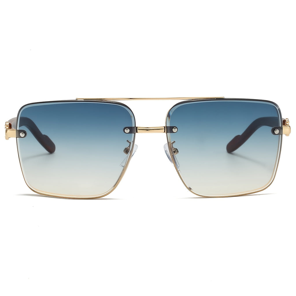VIUIRNKA Women's Fashion Glasses, Unisex Square Fashion Frame with Unique Double Bridge Design, Vintage Wood Grain Texture, Light Luxury Style, Sun Protection, Suitable for Daily Wear, Driving, Travel, and Street Photography, Ideal for Various