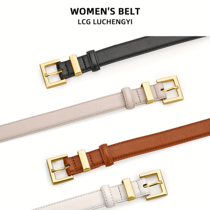 Square Buckle Belt for Women - Color Block Casual Dress Belt for Jeans Pants Dresses, Hand Washable Fashion Waist Belt for Wedding Daily Wear Party S M L XL 2XL Black Beige White Brown