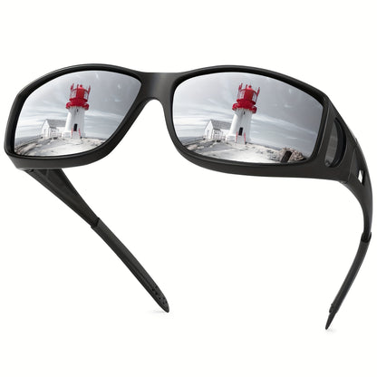 Rectangular Fashion Sunglasses Unisex Fit-Over Prescription Glasses Multi-Color Mirrored Gradient Lenses for Men and Women Stylish Everyday Eyewear