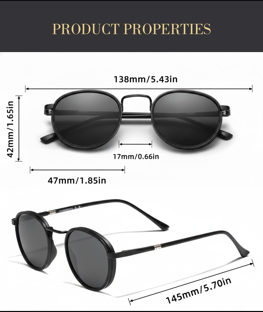 Viuirnka Round Metal Sunglasses, Protection for Men And Women, Lightweight TAC Lens Eyewear with Durable Case for Driving, Fishing, Travel, Hiking.