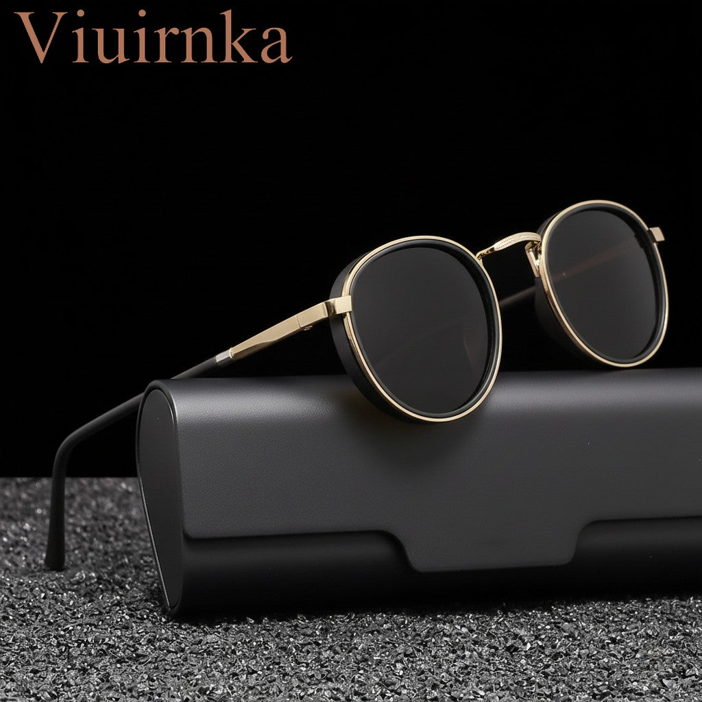 Viuirnka Round Metal Sunglasses, Protection for Men And Women, Lightweight TAC Lens Eyewear with Durable Case for Driving, Fishing, Travel, Hiking.