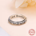 Spinner Fidget Ring S925 Sterling Silver Lotus Flower Yoga Just Breathe Anxiety Worry Band Oxidized Fidget Boredom ADHD Autism Rings For Women Men