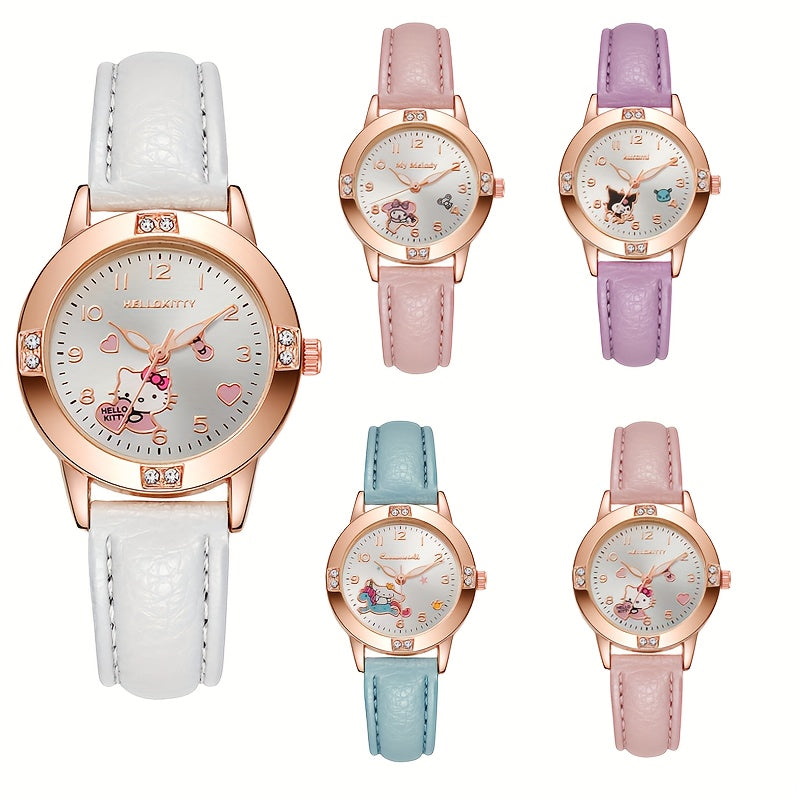 5pcs Of Hello Kitty Kuromi 'S Watches With Sanrio Cartoon Theme, A Set Of 5 Cute Sanrio 'S Watches That Can Be Freely Matched And Worn, Perfect As A Gift For Parties