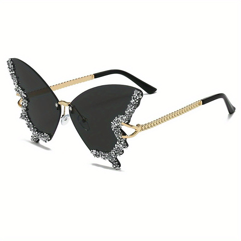 1pc Butterfly Rhinestone Rim Women's Fashion Glasses - Sparkling Decorative Eyewear with PC Lens for Parties, Events & Photo Shoots, Event Accessories | Glamorous Glasses | Elegant Design