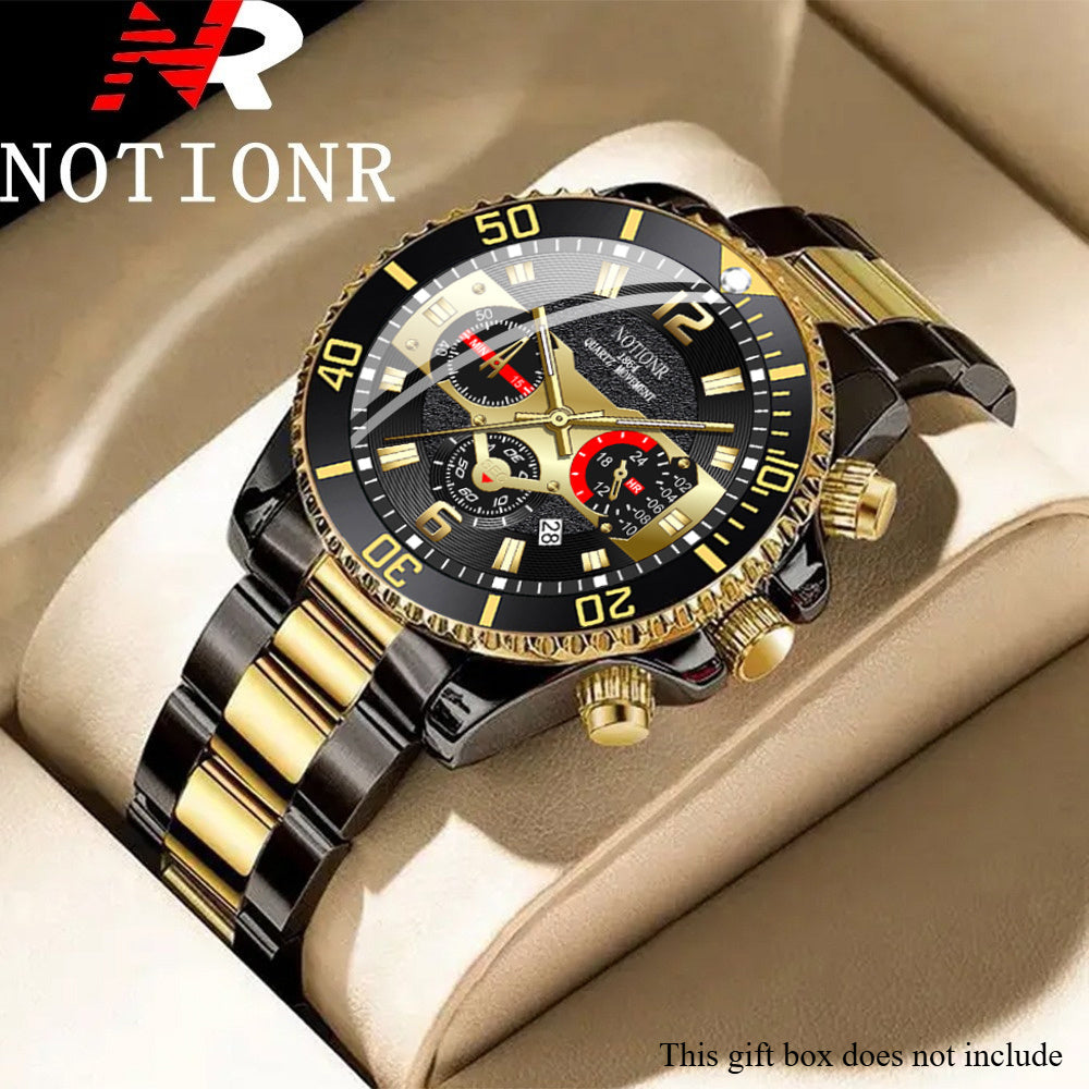 Men's Business Quartz Watch with Calendar & Adjustable Strap - Versatile Analog Wristwatch for Men, Classic Dress Timepiece in Gold, Silver & Black, Great Gift for Him