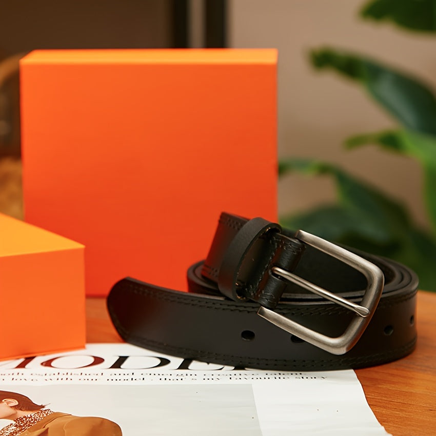 Men's Full Grain Leather Classic Fashion Jeans Belts, Handmade Men Leather Belt with Gift Box